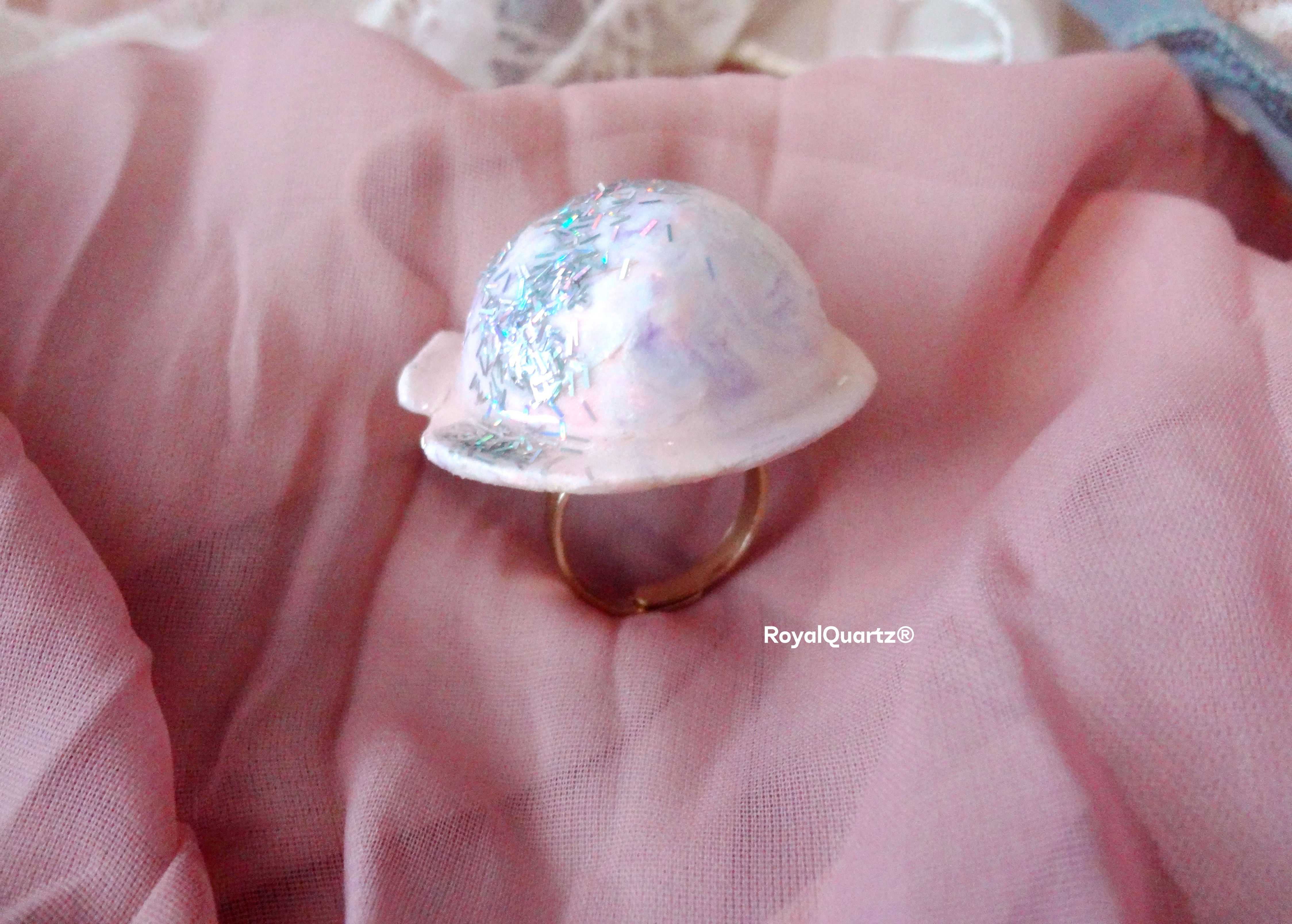 Glittering Pink & Purple Ice Cream Scoop Ring